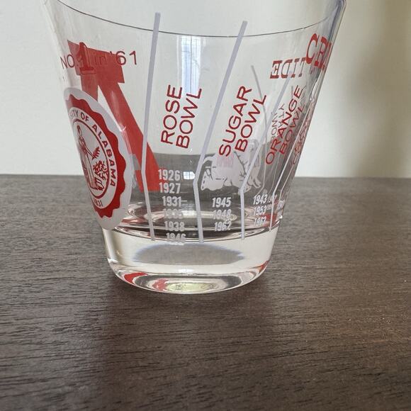 Two Vtg 1961 Alabama Crimson Tide Championship Glass "No. 1 in '61" Roll Tide - Picture 3 of 12